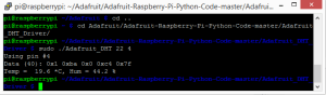 Ausgabe der Adafruit Software DHT22 am Raspberry Pi