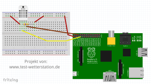 Steckplatinen Ansicht Temperaturmesser Raspberry Pi